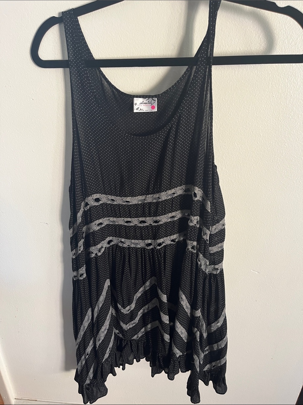 Free People Black Tank Tunic with Gray Stripes